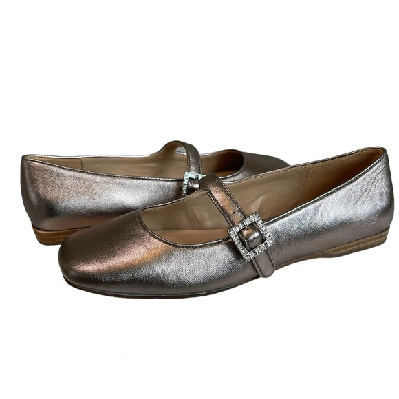 Anthropologie Silent D Mary Jane Ballet Flats Metallic Size 38 - Picture 1 of 10